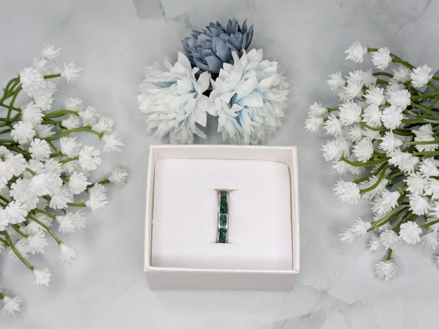 Green Malachite Inlay Ring - Made to Order