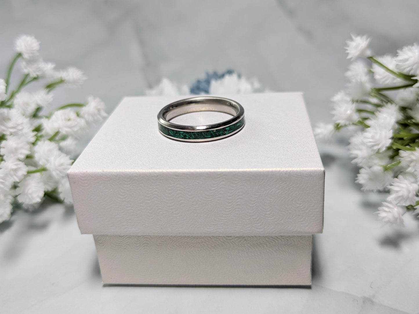 Green Malachite Inlay Ring - Made to Order