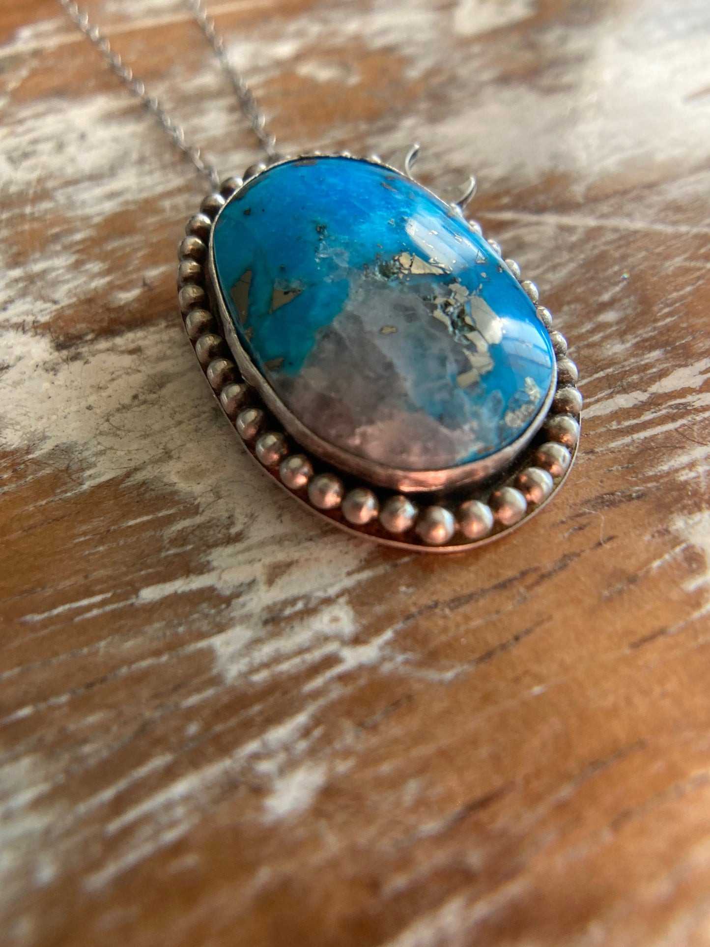 Turquoise Pyrite Moon Necklace