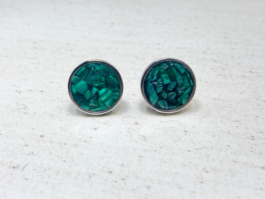 Raw Malachite Stud Earrings - Made to Order