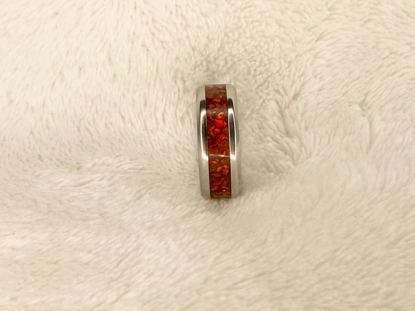 Fire Opal Inlay Ring - Made to Order