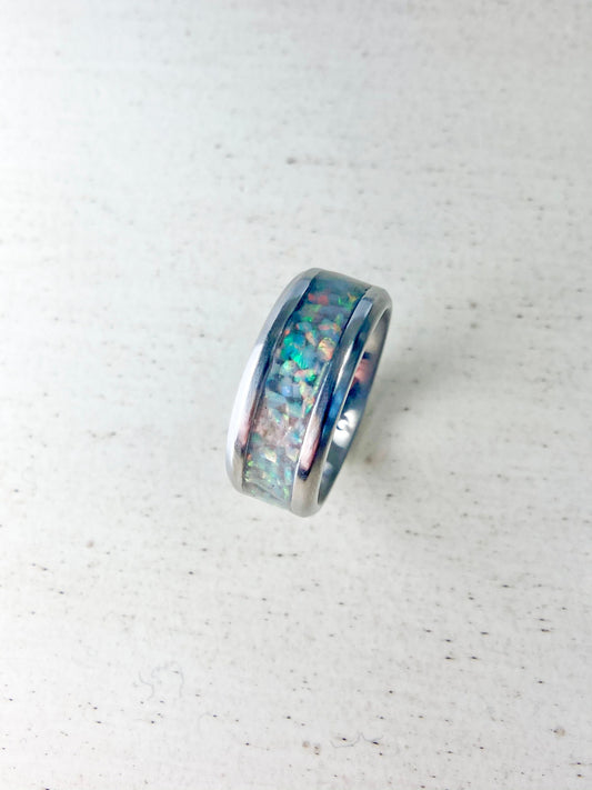 Fire & Ice Opal Inlay Ring - Made to Order