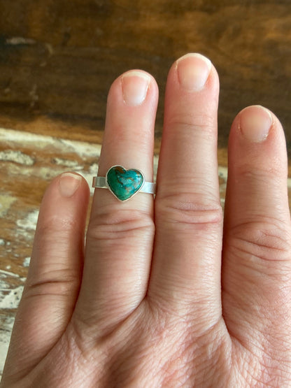 Chrysocolla Heart Ring Size 4