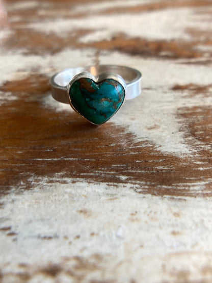 Chrysocolla Heart Ring Size 4